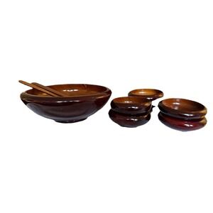Beautiful Vintage Hand-Crafted 9-piece MCM Kitchen Teak Salad Bowl Set